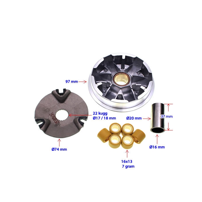 Variator främre-, TGB 101 303 Akros Bullet R50X Jetfighter Tapo Corona Hawk