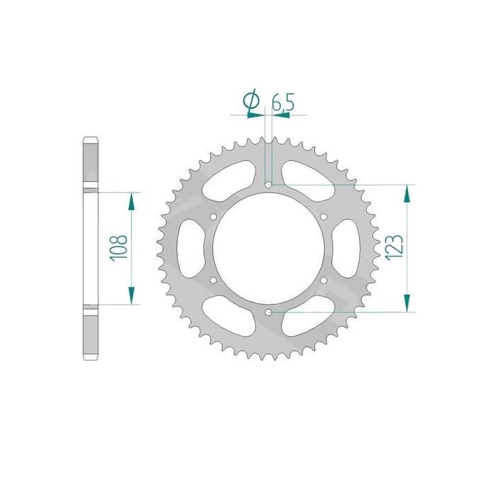Bakdrev 59 kuggar 108 mm-, Derbi Senda DRD X-treme 10- aluminium ekerhjul, Gilera SMT 11-, Aprilia SX 11-