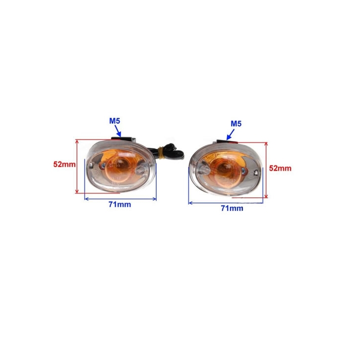 Blinkers fram vitt glas par